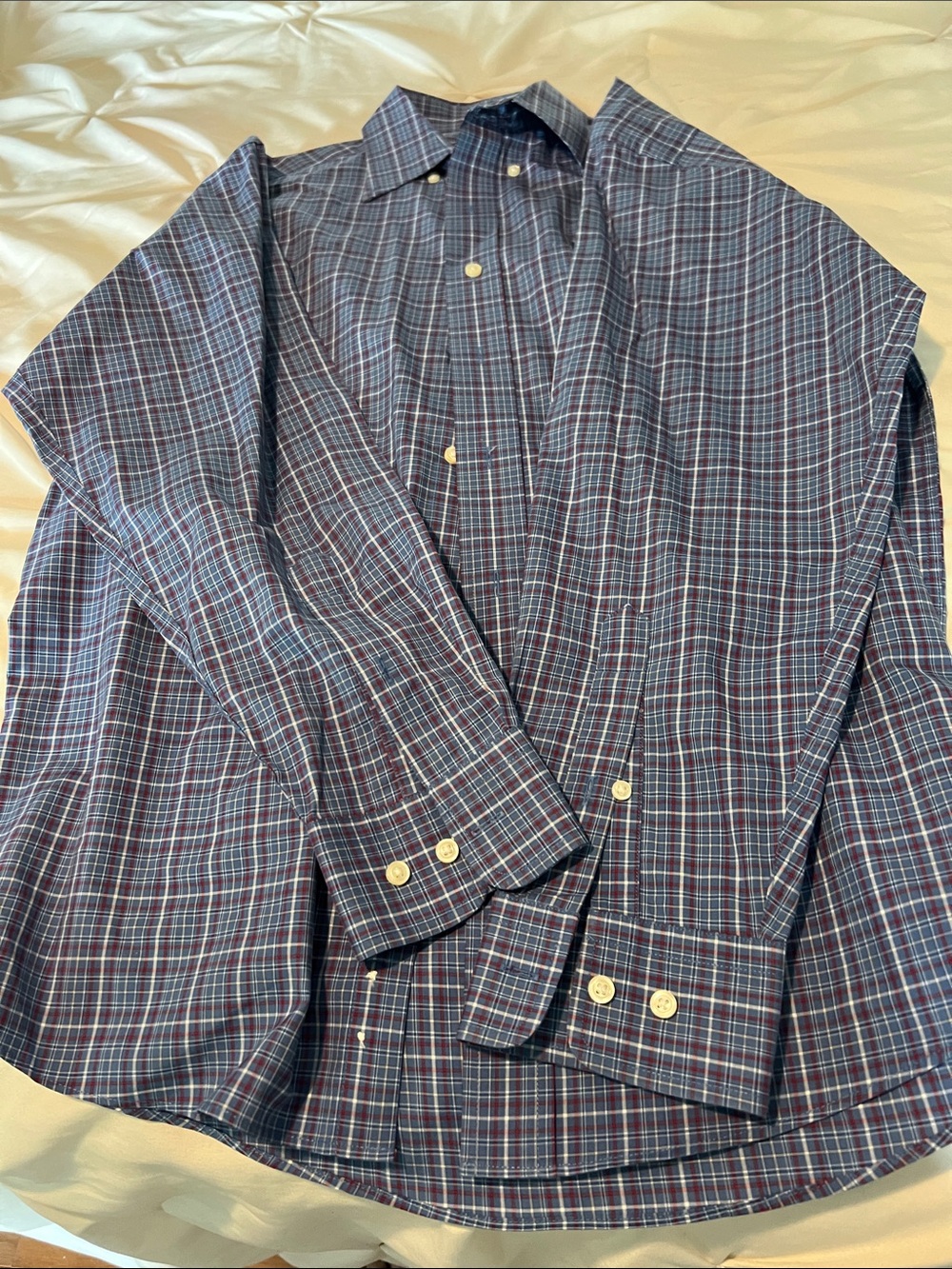 Jos. A. Bank Blue and White Plaid Dress Shirt